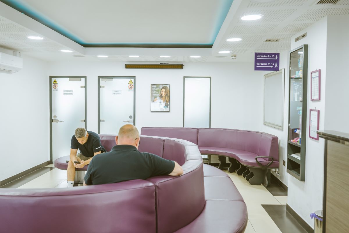 Modern patient waiting area at Lodge Causeway Dental Centre in Fishponds, Bristol