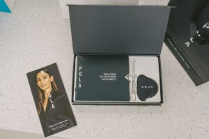 Complete Pola take-home teeth-whitening system with whitening gel, tray case and patient instructions