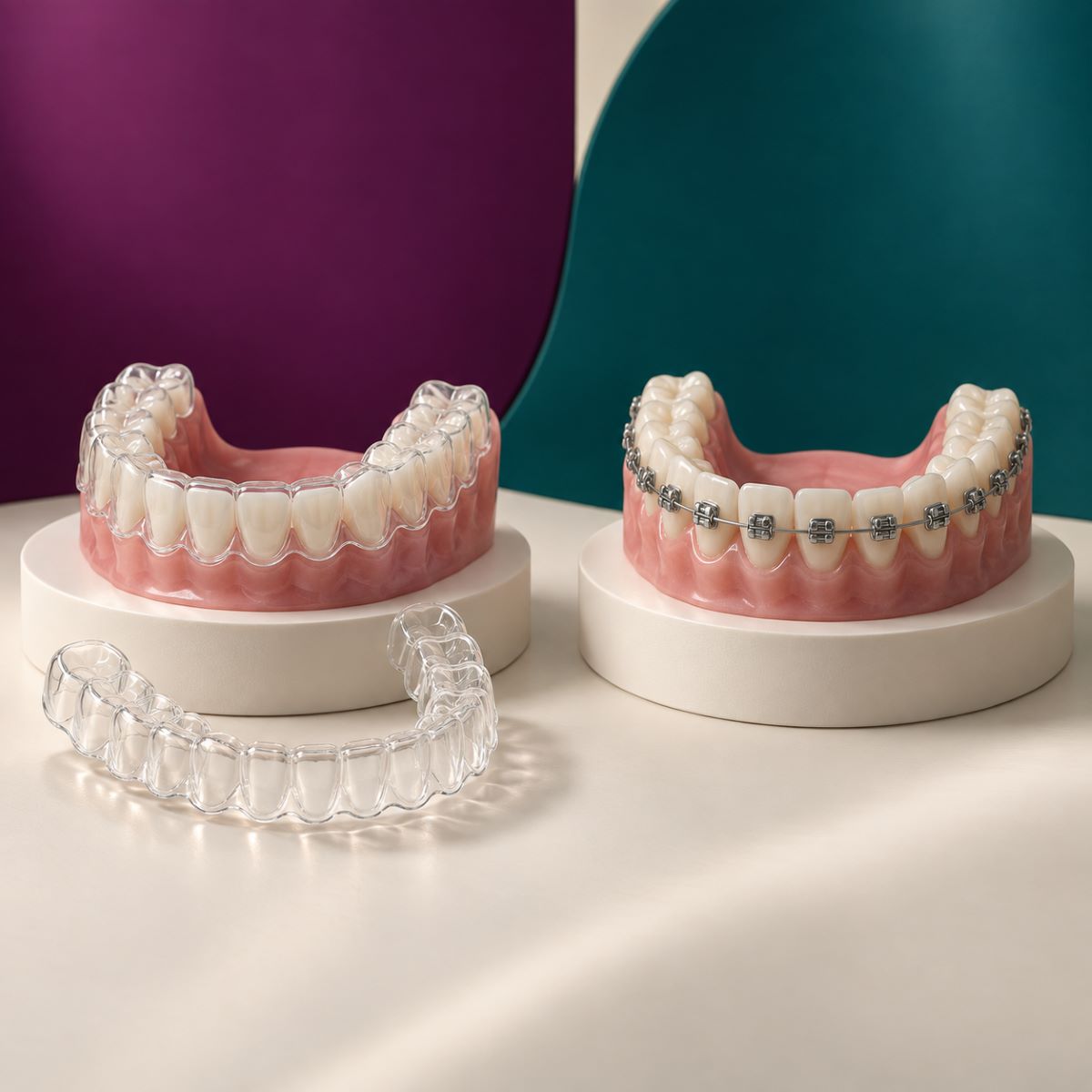 Invisalign clear aligners compared with metal braces in Bristol