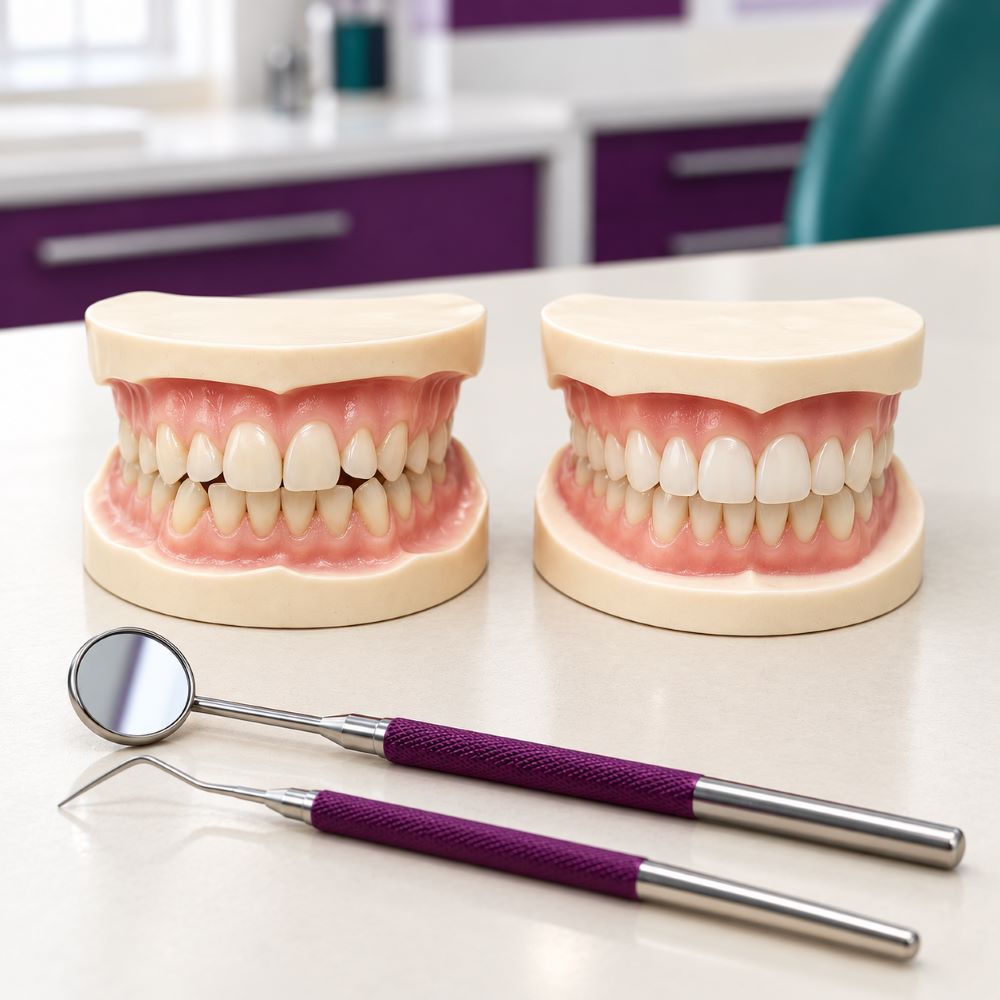 Two dental models showing different tooth shapes and spacing